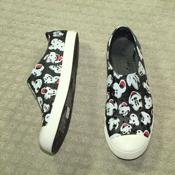 Native Unisex Black Disney Parks Mickey Mouse Rubber W Sz11 M Sz9 Slip On Shoes - Picture 1 of 8
